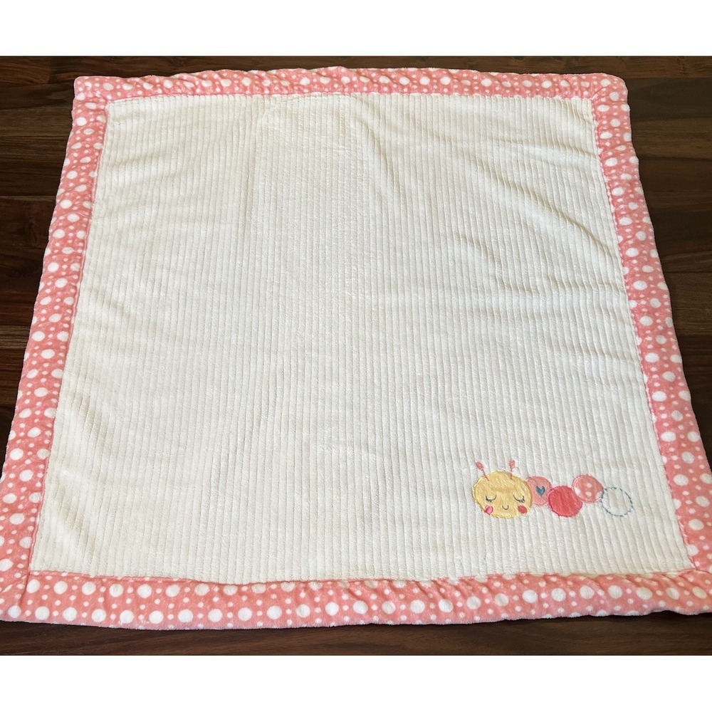 Chick Pea Plush‎ Ribbed Pink Caterpillar Baby Girl Blanket Sherpa Polka Dot Edge